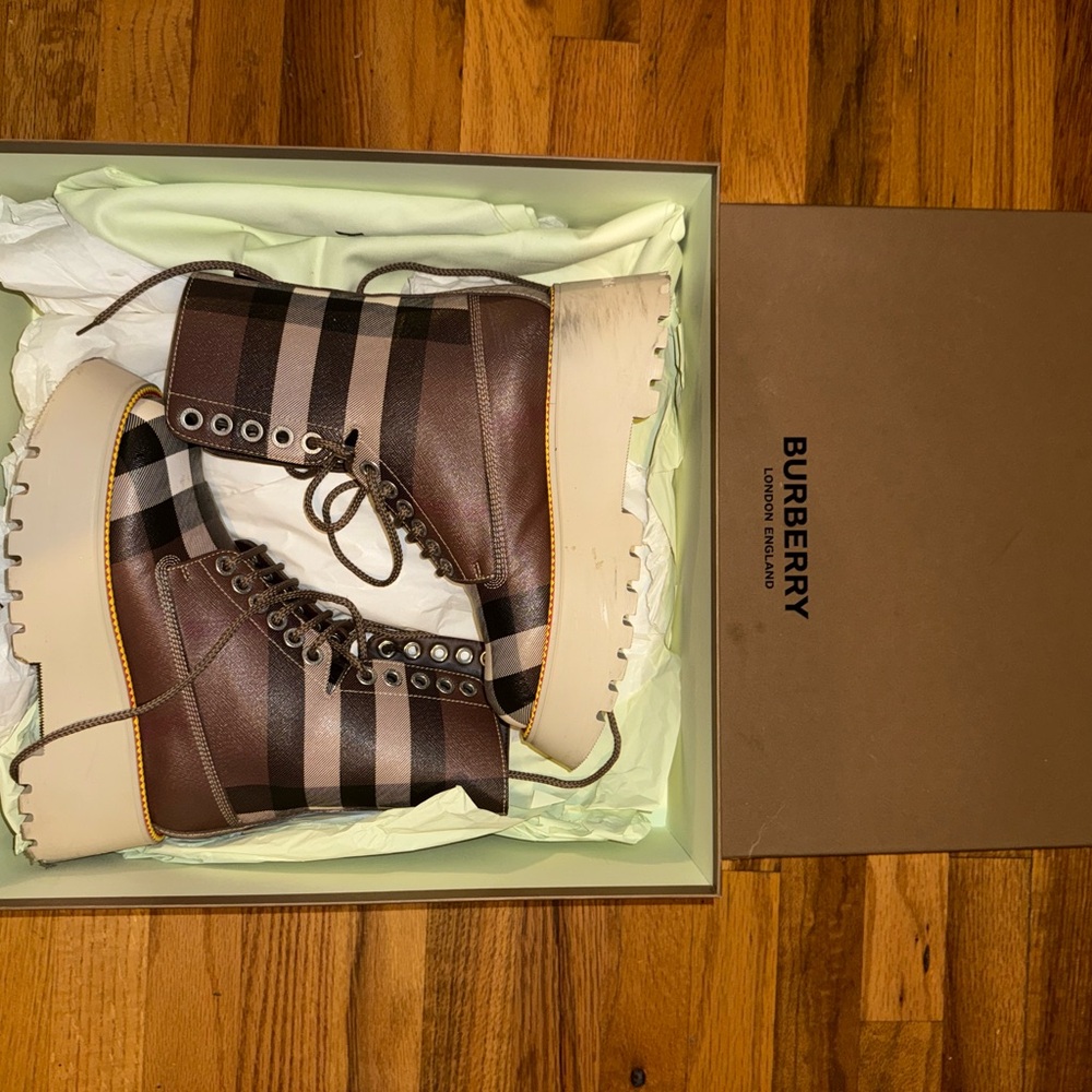 Burberry Mason Check Platform Boots